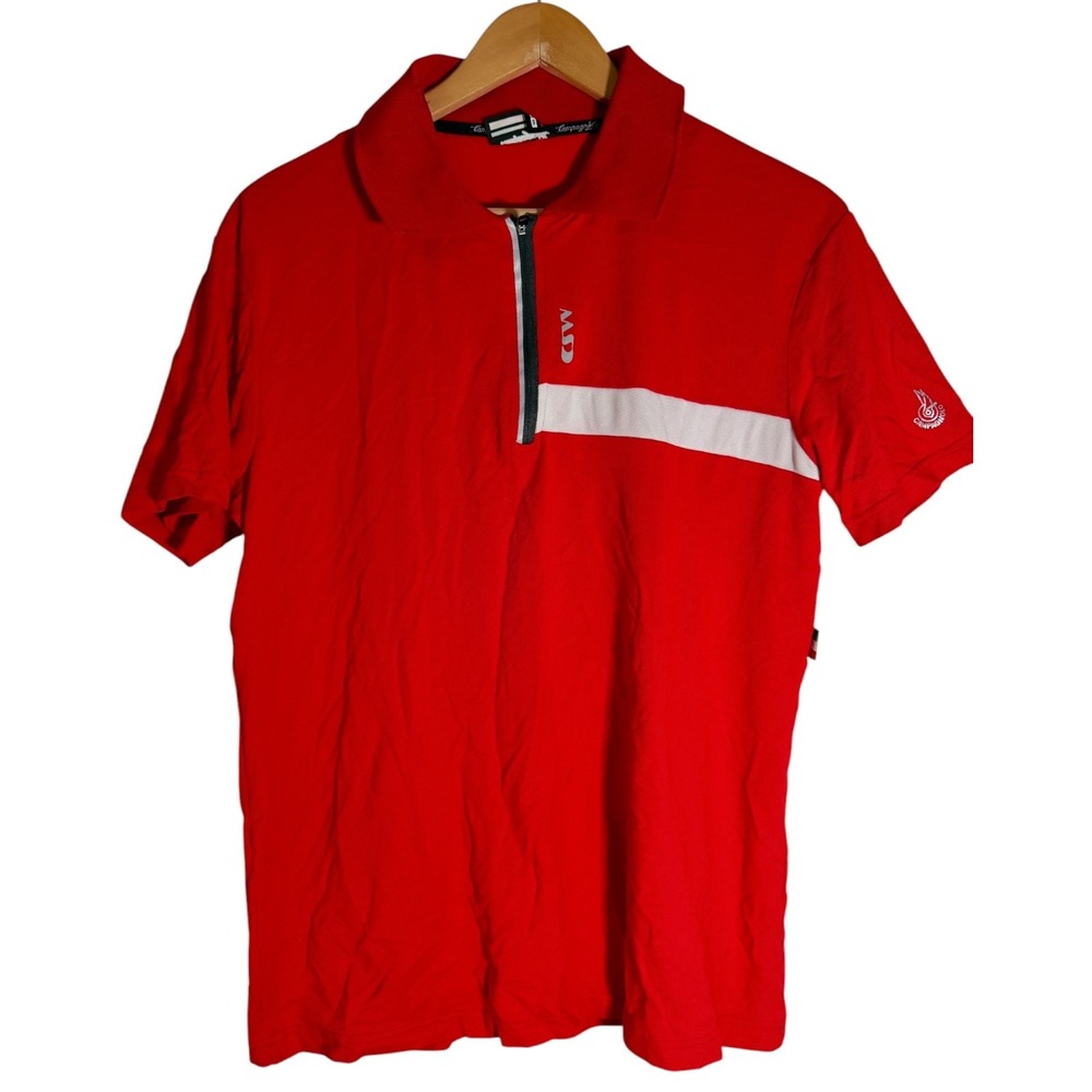 Campagnolo Men's Polo Half Zip Road Cycling Jersey Short Sleeve Red XXL